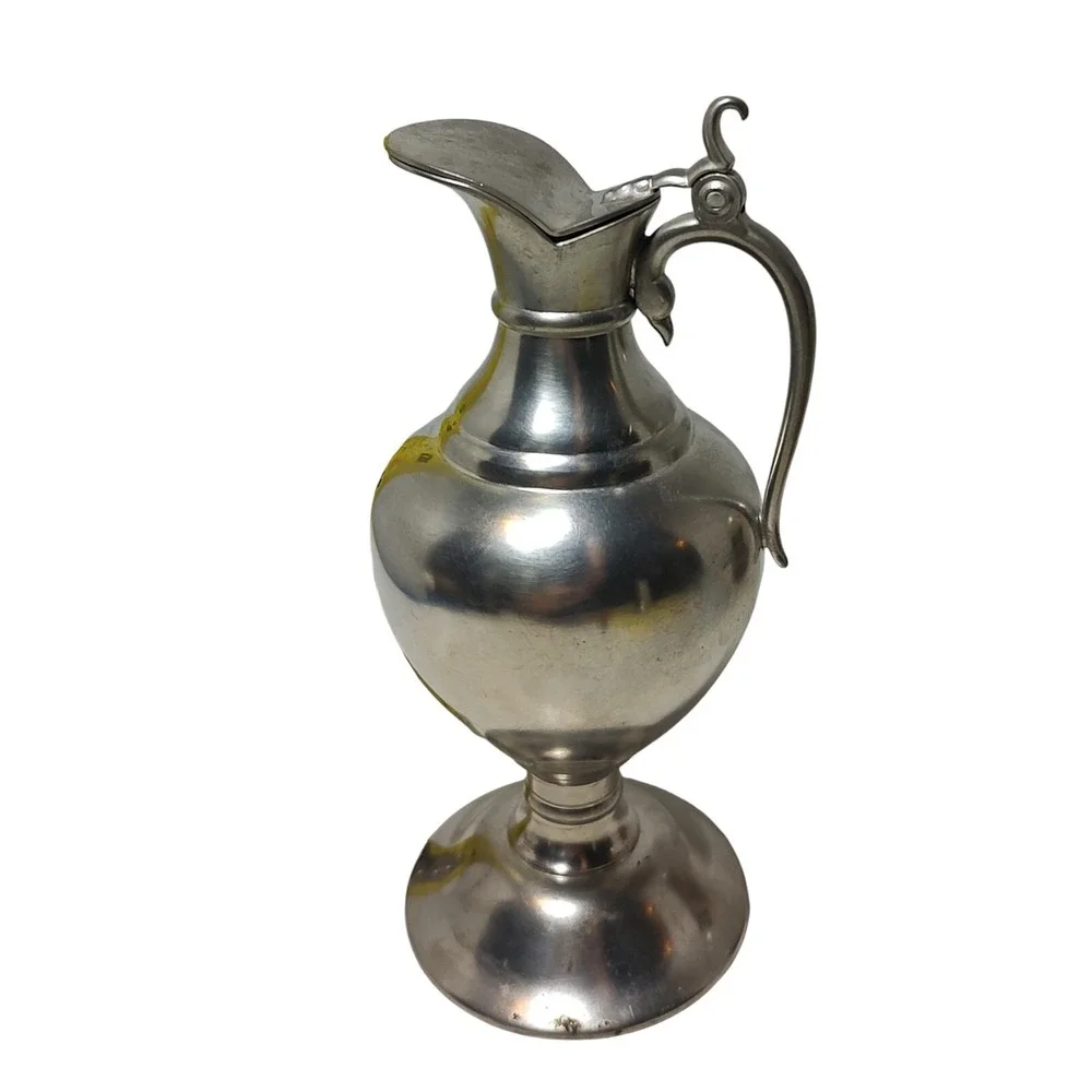 Vintage Royal Holland Pewter Pitcher Daalderop Creamer Hinged‎ Lid Handle SEE